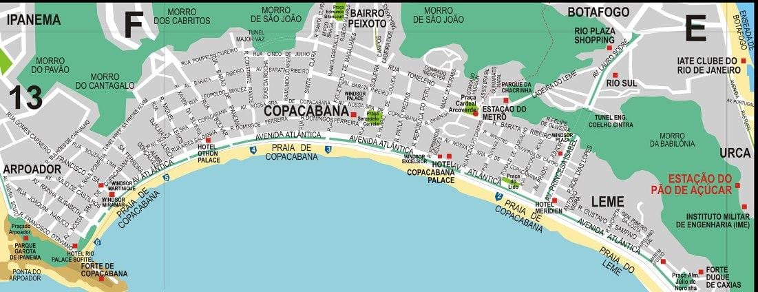 copacabana Rio de Janeiro map