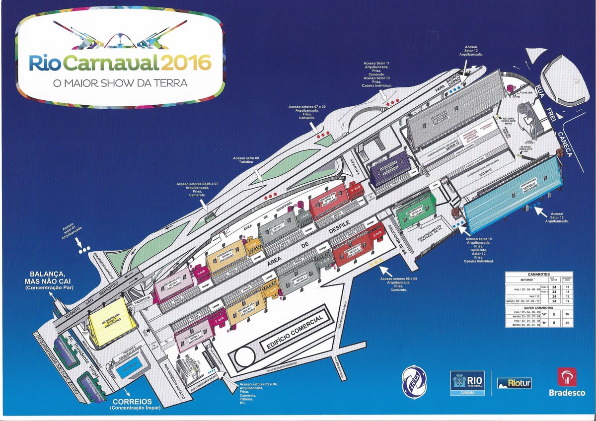 map of Rio carnaval
